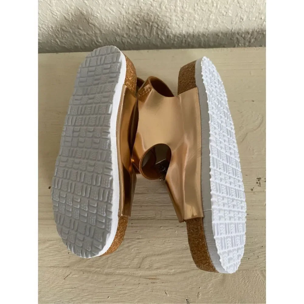 NEW Bebe Birkenstock Style Sandals Rose Gold Copper Metallic ShoesSize 9 NWOT